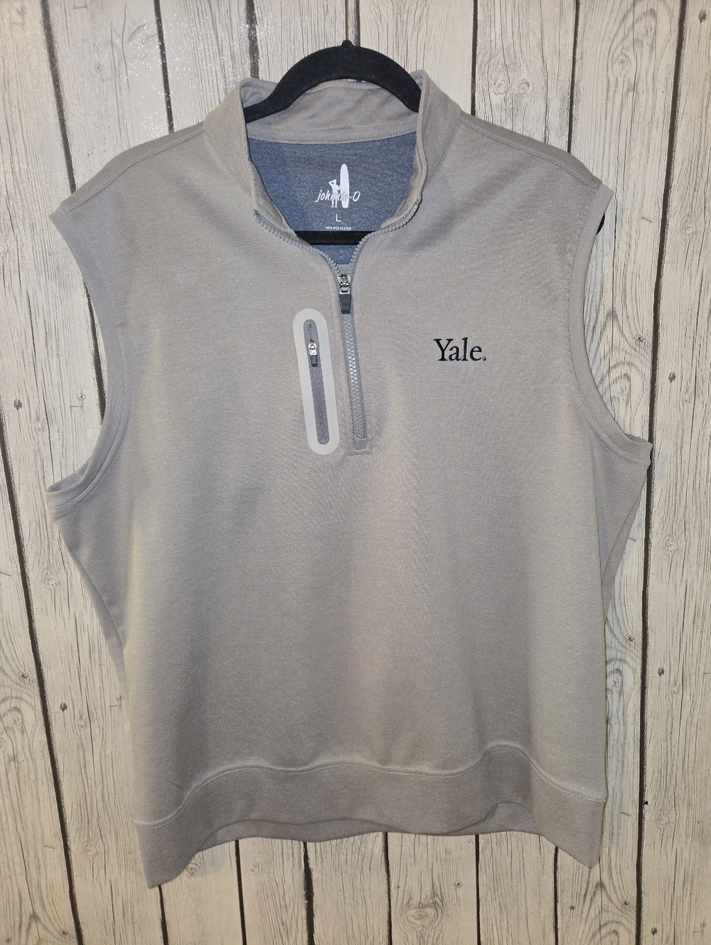 Johnnie-O Yale Quarter Zip Vest Gray Performance Pullover Men’s Larg